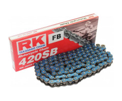 Cadena RK sin retén 420SB/106 Azul abierta con enganche de clip