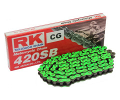 Cadena RK sin retén 420SB/106 Verde abierta con enganche de clip