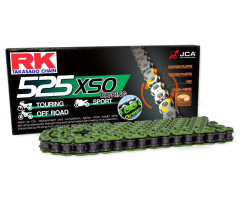 Cadena RK X-Ring 525XSO/108 Verde abierta con enganche de remache