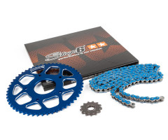 Kit de cadena Stage6 CNC paso 420 13x53 Azul Peugeot / Rieju