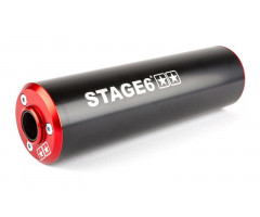 Silenciador de escape Stage6 50-80cc paso derecha Rojo / Negro