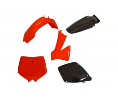 Kit plastiques complet Polisport Orange partie arrière Noir KTM EXC 125 2T / EXC 450 ...