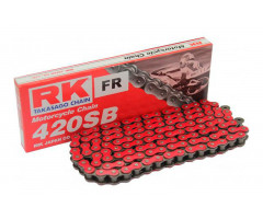 Chaine RK sans joints 420SB/130 Ouverte avec attache rapide Rouge