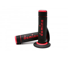 Poignées domino a020 cross noir et rouge - pièce moto, scooter 50cc