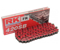 Chaine RK sans joints 420SB/106 Rouge Ouverte avec attache rapide