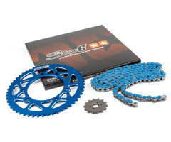 Kit chaine Stage6 CNC pas 420 13x53 Bleu Derbi DRD Pro