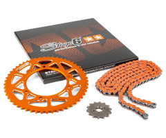 Kit chaine Stage6 CNC pas 420 13x53 Orange Derbi Senda X-Treme