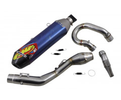 Linea de escape completa FMF MegaBomb Factory 4.1 RCT Titanio Azul / Carbono Husqvarna FE 350 2020