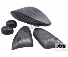 Tulipas de intermitentes + piloto trasero STR8 Negro / Look Carbono Yamaha Aerox despues de 1999